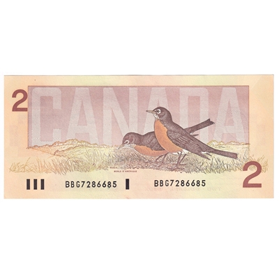 BC-55b 1986 Canada $2 Thiessen-Crow, BBG, AU-UNC