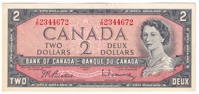 BC-38b 1954 Canada $2 Beattie-Rasminsky, Y/R, EF-AU