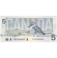 BC-56b 1986 Canada $5 Thiessen-Crow, FNT, AU-UNC