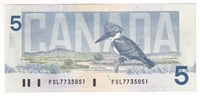 BC-56b 1986 Canada $5 Thiessen-Crow, FOL, AU