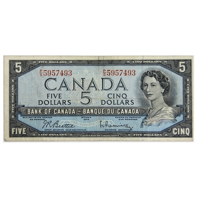 BC-39b 1954 Canada $5 Beattie-Rasminsky, P/S, F