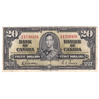 BC-25b 1937 Canada $20 Gordon-Towers, C/E, VF-EF