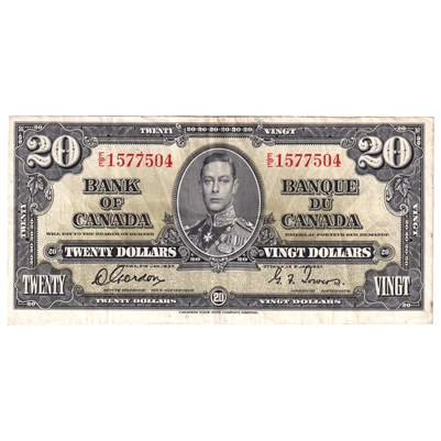 BC-25b 1937 Canada $20 Gordon-Towers, E/E, VF