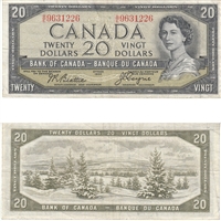 BC-33b 1954 Canada $20 Beattie-Coyne, Devil's Face, B/E, VF