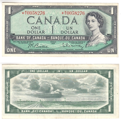 BC-37bA 1954 Canada $1 Beattie-Rasminsky, *M/Y, EF