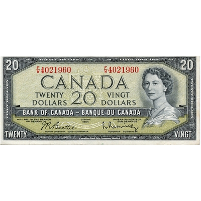 BC-41b 1954 Canada $20 Beattie-Rasminsky, F/W, VF-EF