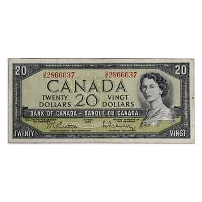BC-41b 1954 Canada $20 Beattie-Rasminsky, U/E, F-VF