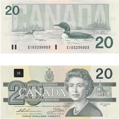 BC-58a 1991 Canada $20 Thiessen-Crow, EIB, UNC
