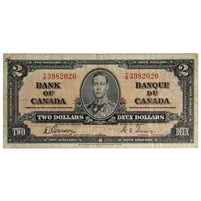 BC-22b 1937 Canada $2 Gordon-Towers, T/B, F-VF