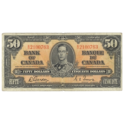BC-26b 1937 Canada $50 Gordon-Towers, B/H, F