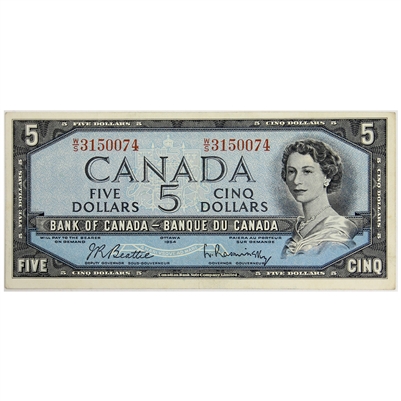 BC-39b 1954 Canada $5 Beattie-Rasminsky, W/S, VF-EF
