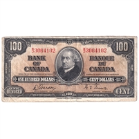 BC-27b 1937 Canada $100 Gordon-Towers, B/J, EF