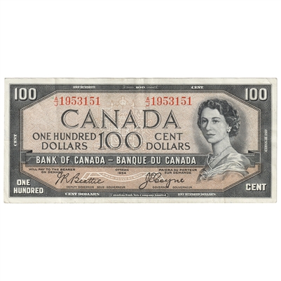 BC-35b 1954 Canada $100 Beattie-Coyne, Devil's Face, A/J, VF-EF