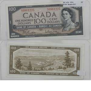 BC-43b 1954 Canada $100 Beattie-Rasminsky, B/J, EF