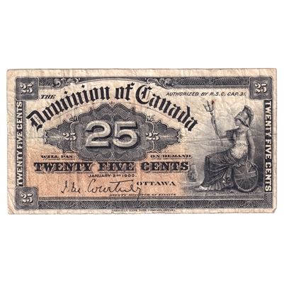 DC-15a 1900 Dominion 25 cent Shinplaster Courtney, F