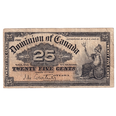 DC-15a 1900 Dominion 25 cent Shinplaster Courtney, VG-F