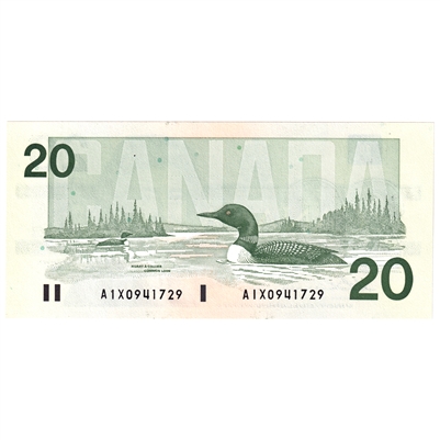 BC-58aA-ii 1991 Canada $20 Thiessen-Crow, AIX Without Serifs, AU-UNC