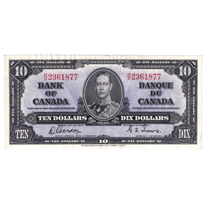 BC-24b 1937 Canada $10 Gordon-Towers, R/D, VF-EF