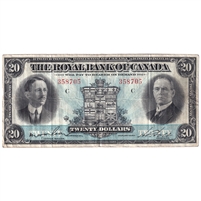 630-14-12 1927 Royal Bank of Canada $20 Wilson-Holt, VF