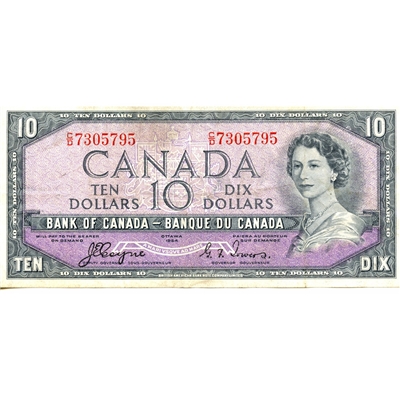 BC-32a 1954 Canada $10 Coyne-Towers, Devil's Face, C/D, VF