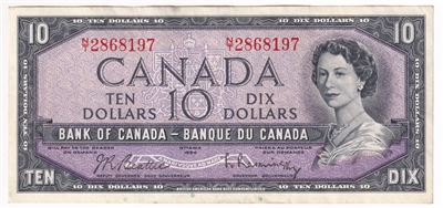 BC-40b 1954 Canada $10 Beattie-Rasminsky, N/T, EF-AU