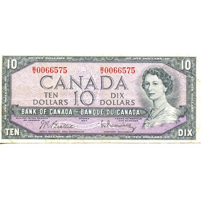 BC-40b 1954 Canada $10 Beattie-Rasminsky, B/V, VF