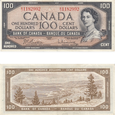 BC-43b 1954 Canada $100 Beattie-Rasminsky, B/J, circ