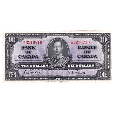 BC-24b 1937 Canada $10 Gordon-Towers, T/D, VF