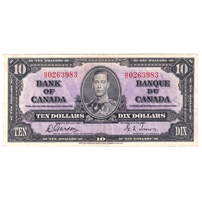 BC-24b 1937 Canada $10 Gordon-Towers, H/D, EF