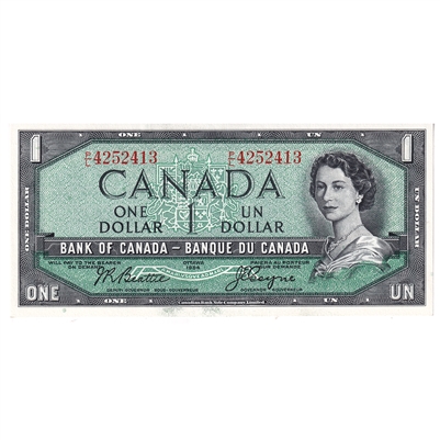 BC-37a 1954 Canada $1 Beattie-Coyne, P/L, AU-UNC