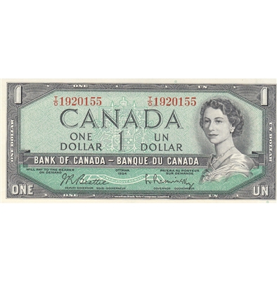 BC-37b 1954 Canada $1 Beattie-Rasminsky, T/O, UNC