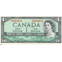 BC-37b-i 1954 Canada $1 Beattie-Rasminsky, H/F, AU-UNC