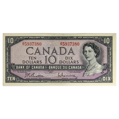 BC-40b 1954 Canada $10 Beattie-Rasminsky, Z/T, EF