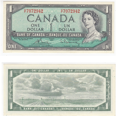 BC-37c 1954 Canada $1 Bouey-Rasminsky, O/F, AU-UNC