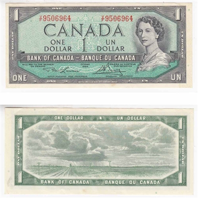 BC-37d 1954 Canada $1 Lawson-Bouey, V/F, AU
