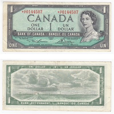 BC-37dA 1954 Canada $1 Lawson-Bouey, *X/F, VF