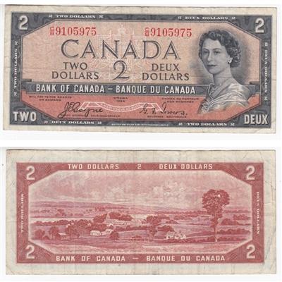 BC-30a 1954 Canada $2 Coyne-Towers, Devil's Face, C/B, VF