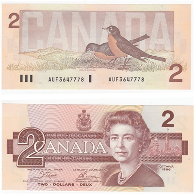 BC-55a 1986 Canada $2 Crow-Bouey, AUF, CUNC