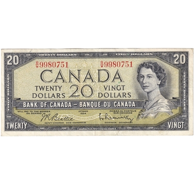 BC-41b 1954 Canada $20 Beattie-Rasminsky, B/W, VF-EF