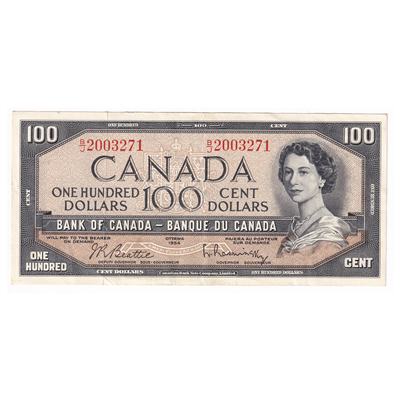 BC-43b 1954 Canada $100 Beattie-Rasminsky, B/J, VF-EF
