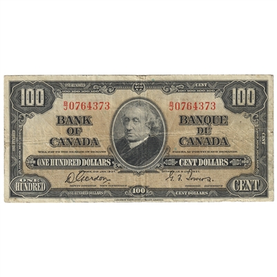 BC-27b 1937 Canada $100 Gordon-Towers, B/J, F-VF