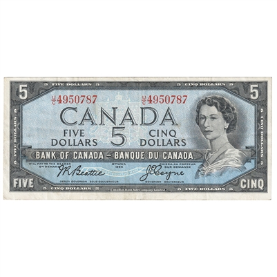 BC-39a-i 1954 Canada $5 Beattie-Coyne, U/C, VF