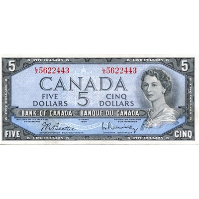 BC-39b 1954 Canada $5 Beattie-Rasminsky, L/X, VF