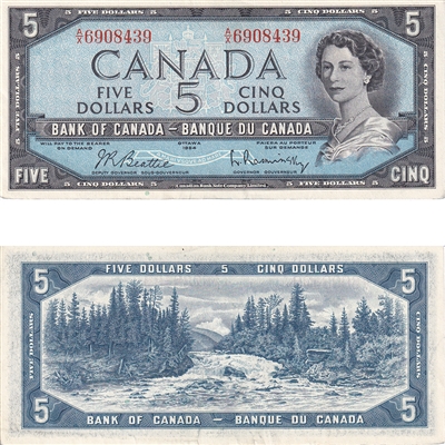 BC-39b 1954 Canada $5 Beattie-Rasminsky, A/X, AU