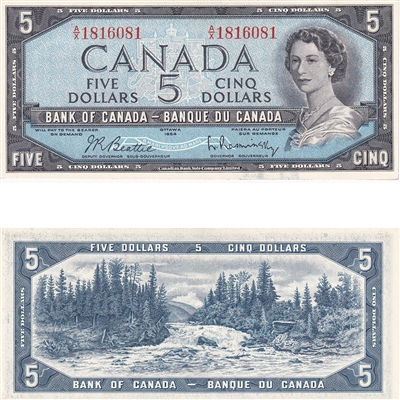 BC-39b 1954 Canada $5 Beattie-Rasminsky, A/X, AU-UNC