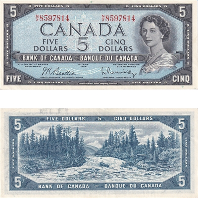 BC-39b 1954 Canada $5 Beattie-Rasminsky, N/X, AU-UNC