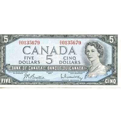 BC-39b 1954 Canada $5 Beattie-Rasminsky, O/X, VF