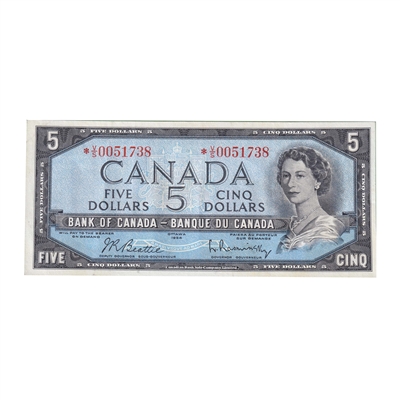 BC-39bA 1954 Canada $5 Beattie-Rasminsky, *V/S, VF-EF