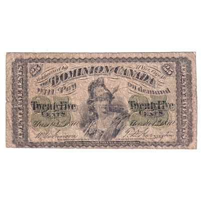 DC-1c 1870 Dominion 25-cent Shinplaster, Dickinson-Harington, Plain Series, CIRC