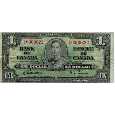 BC-21c 1937 Canada $1 Gordon-Towers, L/L, F